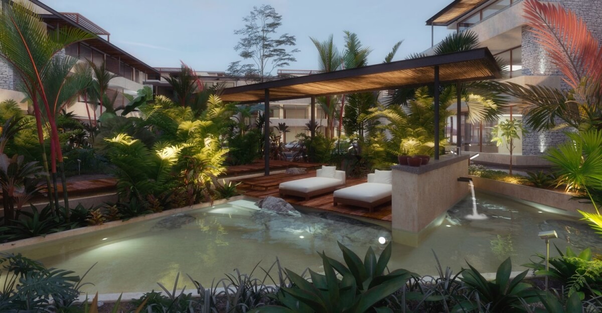 Penthouse con alberca privada, gimnasio, yoga, spa, tecnología ecológica, en Aldea Zama, Tulum, venta.