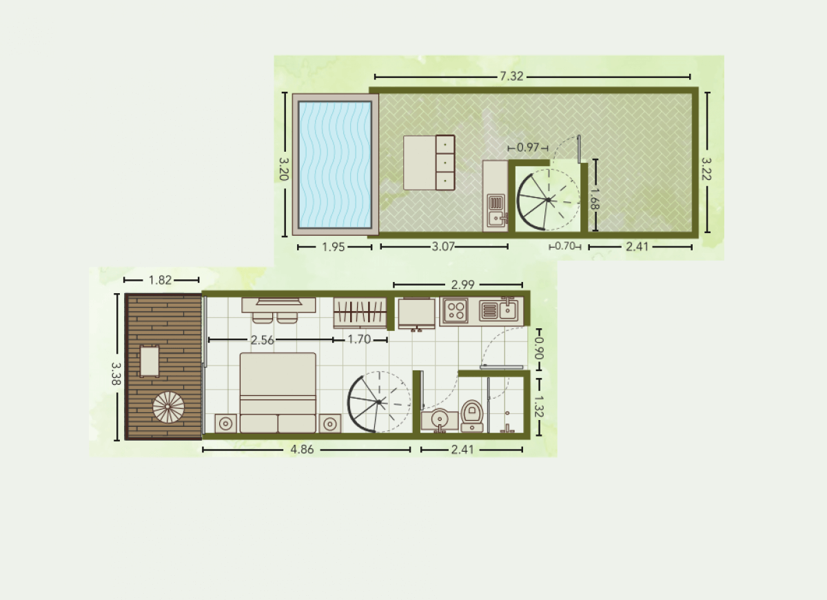 Penthouse with exclusive pool for adults on the rooftop, family pool on the ground floor, gym, co-working, spa, in pre-construction for sale