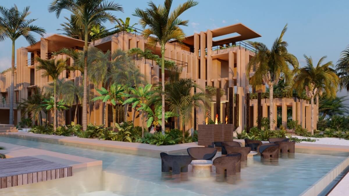 Luxury condo with iconic design, 90 m2 terrace, spa, restaurant, art gallery, luxury hotel, for sale Tulum Hotel Zone