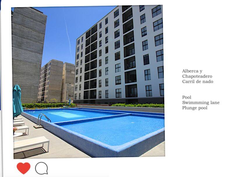 2 bedroom condo, plus study, with pool, kids play area, swimming lane, gym, outdoor work area for sale in Zona Real, Guadalajara.