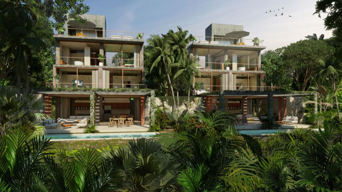 Villa de 4 recamaras, alberca privada, acabados de lujo, cuarto en planta baja, pre-construccion en venta aldea Zama, Tulum