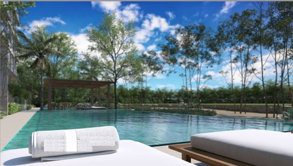 Luxury condominium 387 m2 with garden, cenote, pool, 400 meters from the beach, on the golf course, pre-construction-sale Playacar