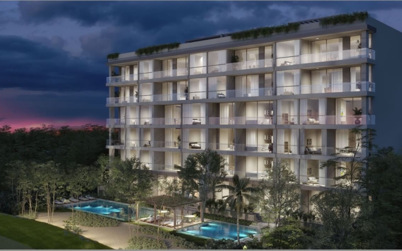 Condo in golf course with clubhouse, cenotes, beach club, recreational parks, pre-construction for sale Playa del Carmen.