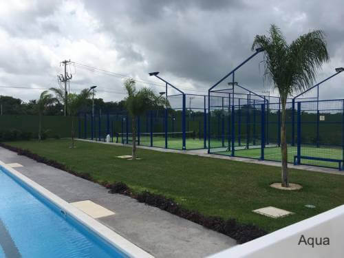 House with private pool, interior garden, clubhouse with sports fields, Gated community, Aqua, Cancun, for sale.