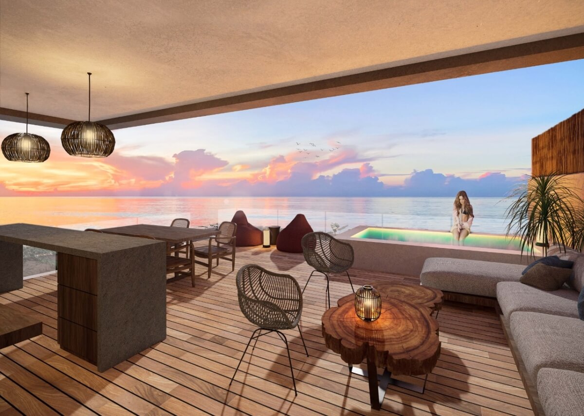 Apartment near the sea, lock off system, sky pool, coworking, pre-construction, for sale Tankah, Tulum.