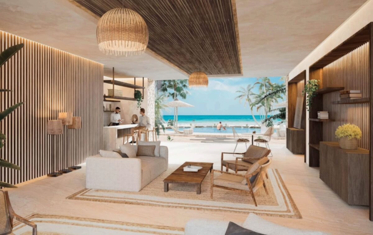 Iconic design residence with 38 m2 terrace, spa, restaurant, art gallery, luxury hotel, for sale Tulum Hotel Zone