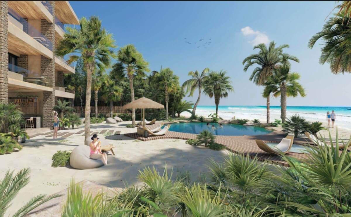 Condo with beach access,  ocean front pool, beach access, unique design, innovative architecture, room service, kids club, restaurant