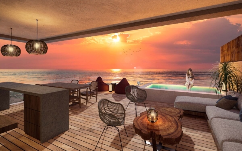 Oceanfront penthouse with private pool, panoramic view gym, private beach, barbecue area, wellness center and more in Tankah, Tulum, pre-con
