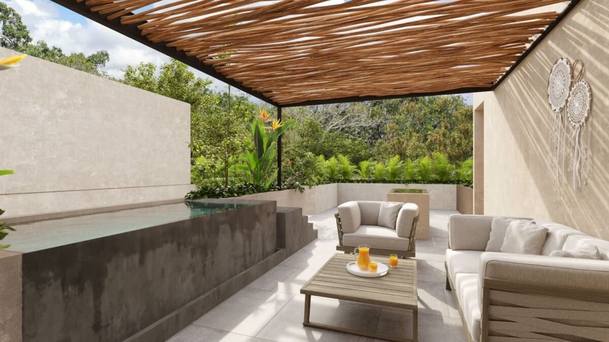 House with garden and private pool, beach club, clubhouse, sports courts, for sale Tulum.