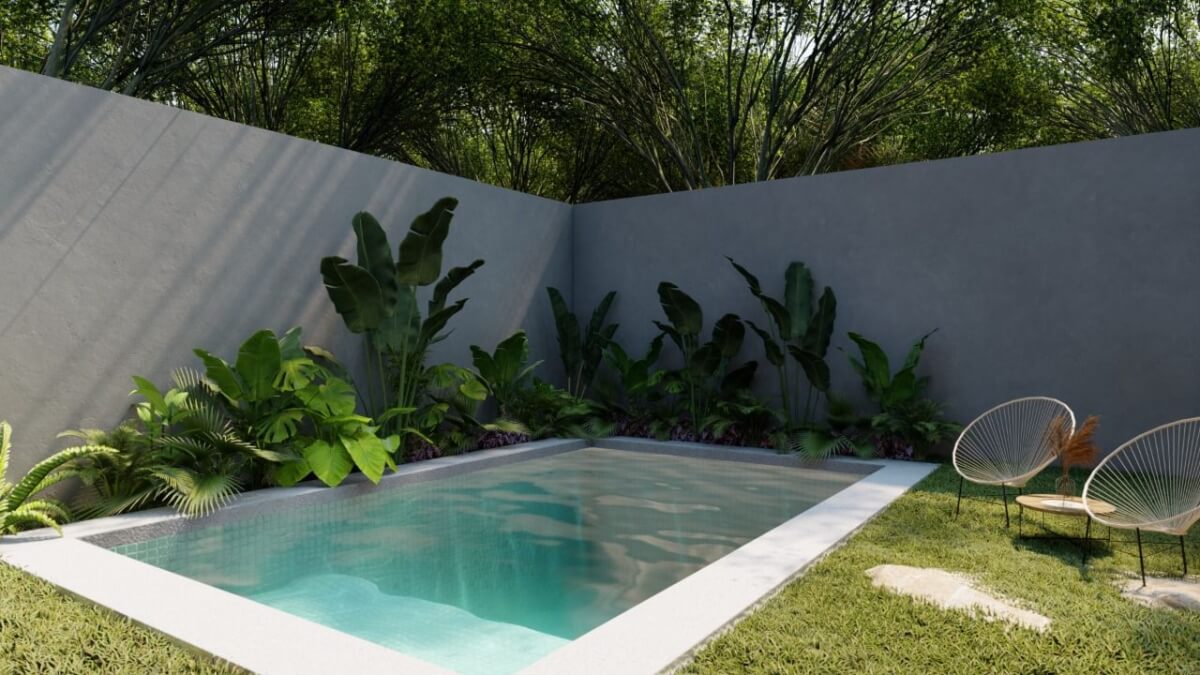 Casa con balcón, jardín y alberca privada, Repobladores, venta, Cozumel.