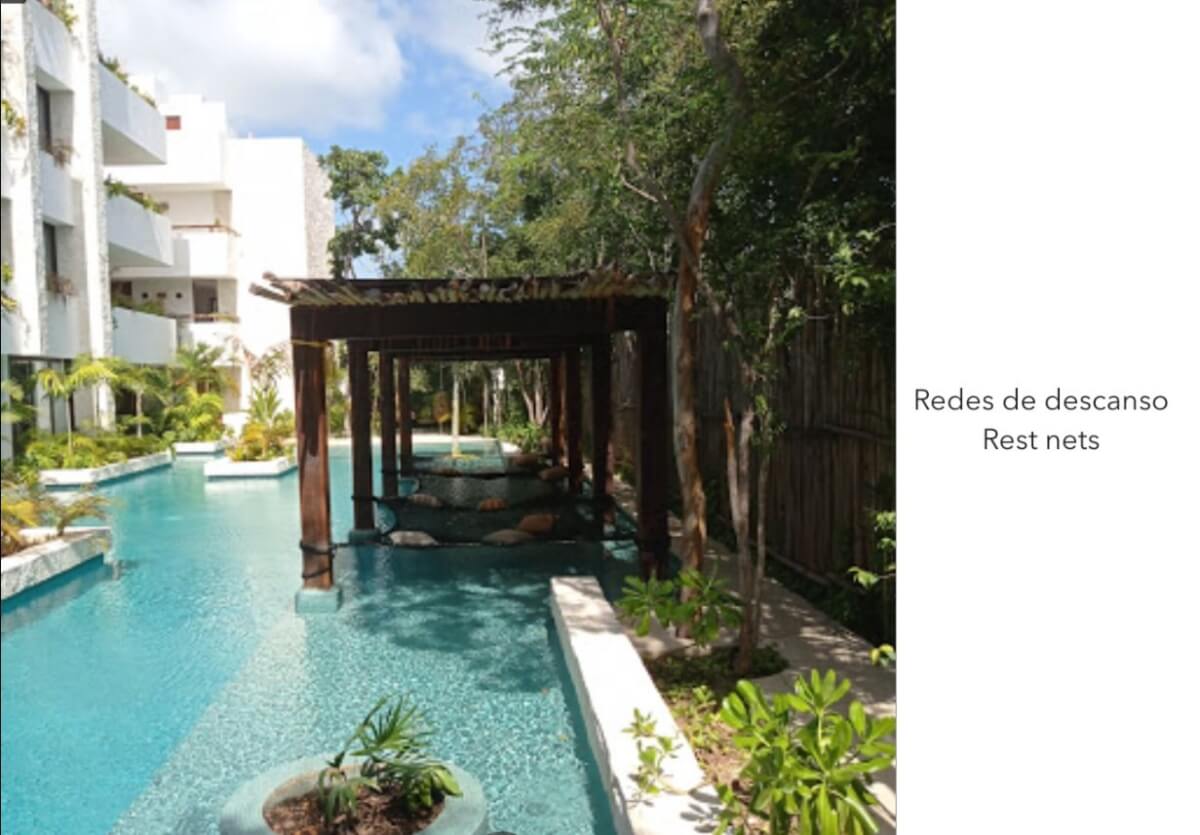 Condo, rooftop bar with pool, ethnic mall, instagram butler +amenities in aldea zama, for sale tulum.