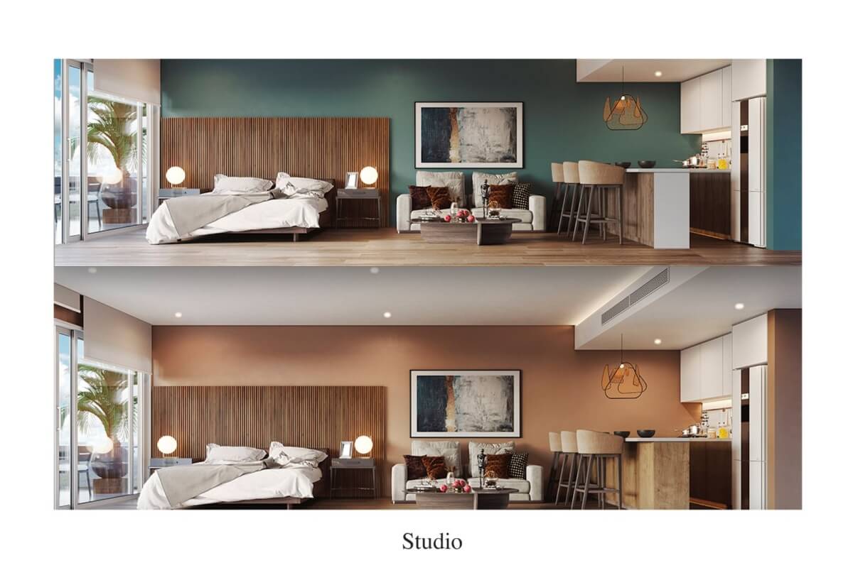 2 bedroom condo + studio, double height, with beach club, golf course &amp; exclusive amenities, for sale, Corasol, Playa del Carmen, pre-constr