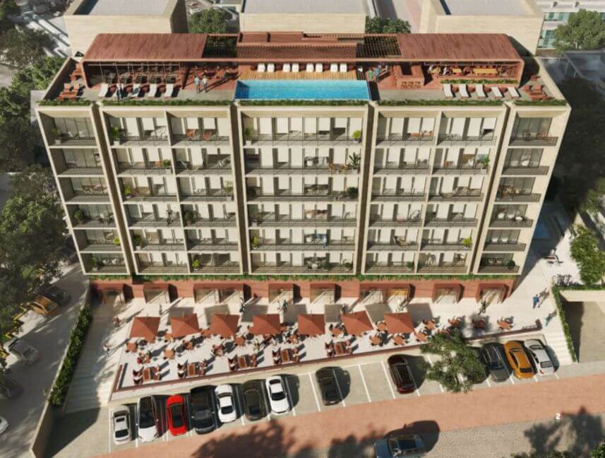 Condominio en venta con balcón y amenidades, piscina, gimnasio, area de yoga, area de asador, coworking, area de juegos para niños