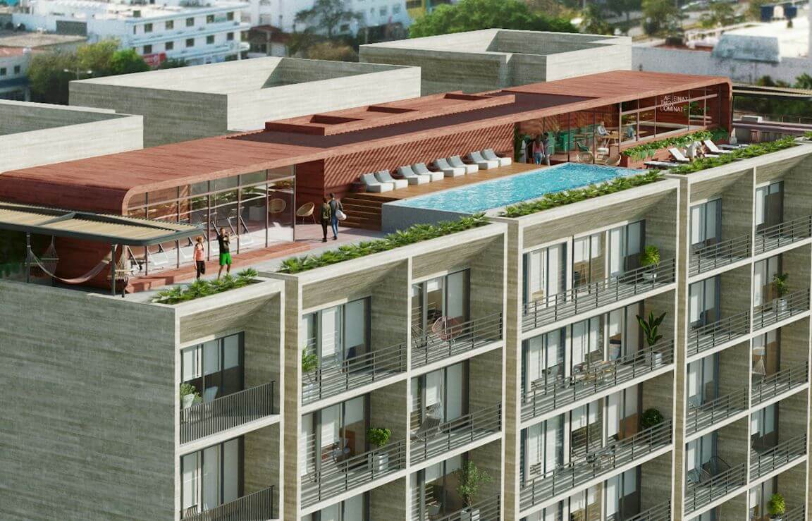 Condominio en venta con balcón y amenidades, piscina, gimnasio, area de yoga, area de asador, coworking, area de juegos para niños