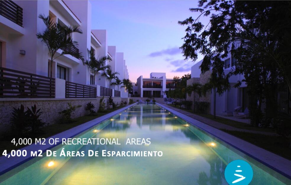 House with garden and private pool, TV room, in gated community with amenities for the whole family, for sale, Valenia, Playa del Carmen.