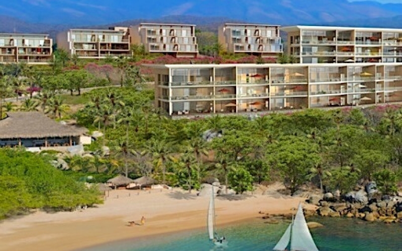 Ocean view condominium, with beach club and restaurant, 4 pools, gym, for sale Cosmo Residences, Huatulco.