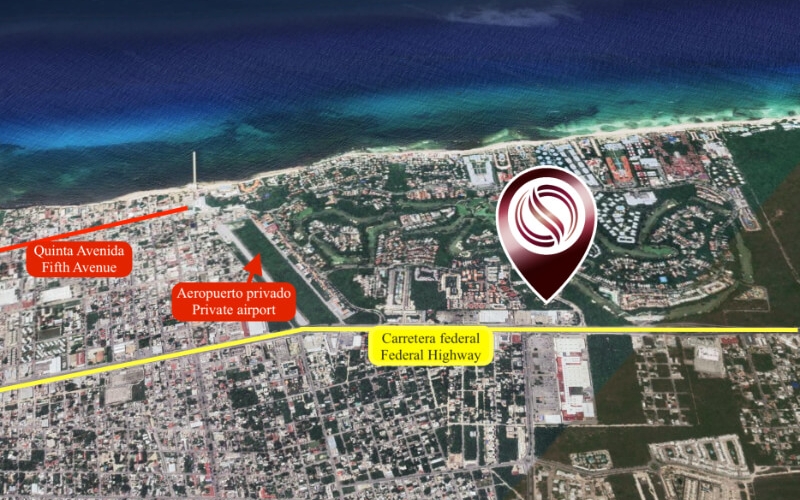 Land for sale in Playacar, common area with pool, in gated community with golf course and access to beach club.