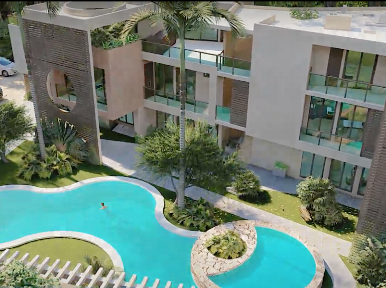 Apartment with 60 m2 of garden, pool view, pet friendly, 650 meters from the beach, Pet friendly,green areas, amenities