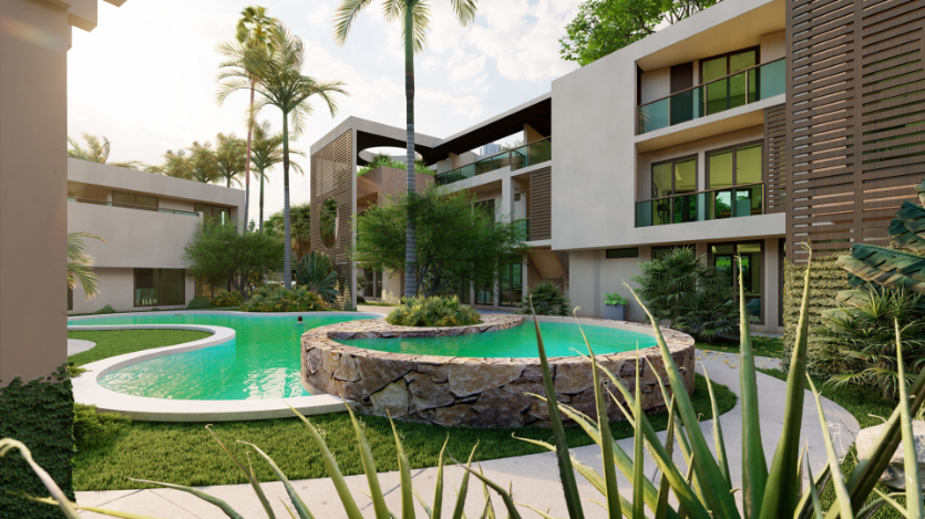 Condominium with pool, paddle tennis court, bar, grill, jacuzzi, for sale Cozumel