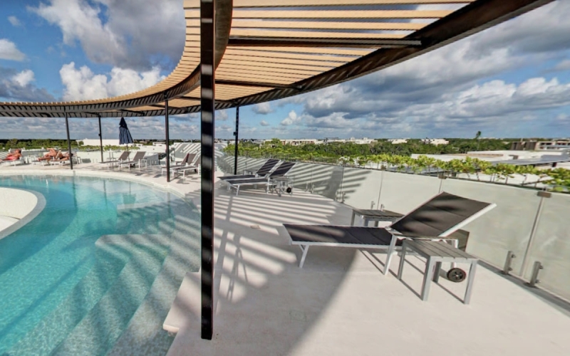 Condo with iconic pool, gym, concierge, terrace, restaurant, furnished, immediate delivery for sale The Panoramic, Tulum.