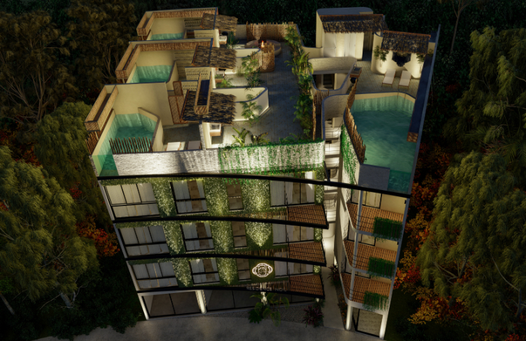 Condo with private pool, wraparound terrace, saline pool, coworking, Bio-Architecture, zen garden, solar panels, pre-construction, sale Regi
