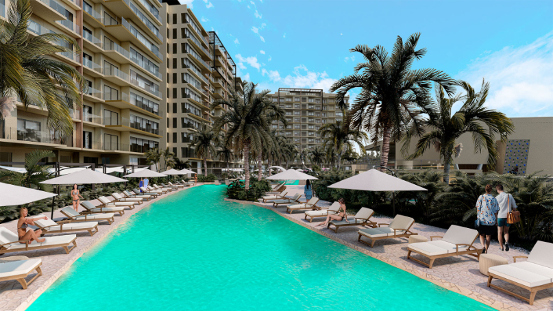 Apartment with hammock area, kids club and pool, pre-construction, for sale, Cancún.