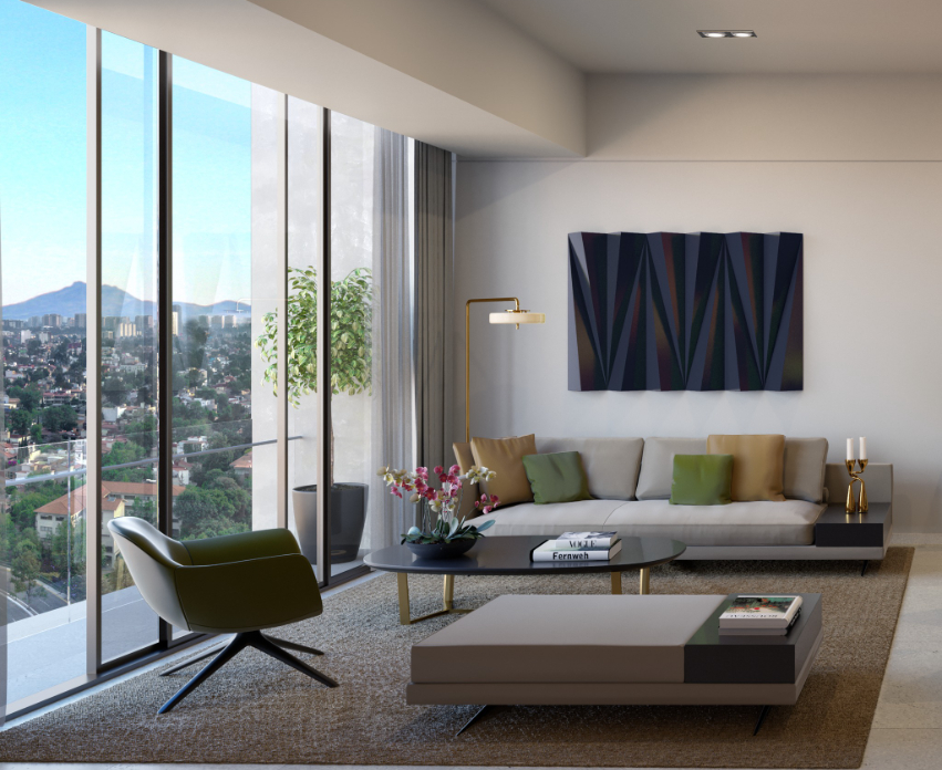 Apartment with 13,000 m2 of green areas, 30 amenities, designed by renown architect firm, in Fuentes del Pedregal, for sale Mexico City