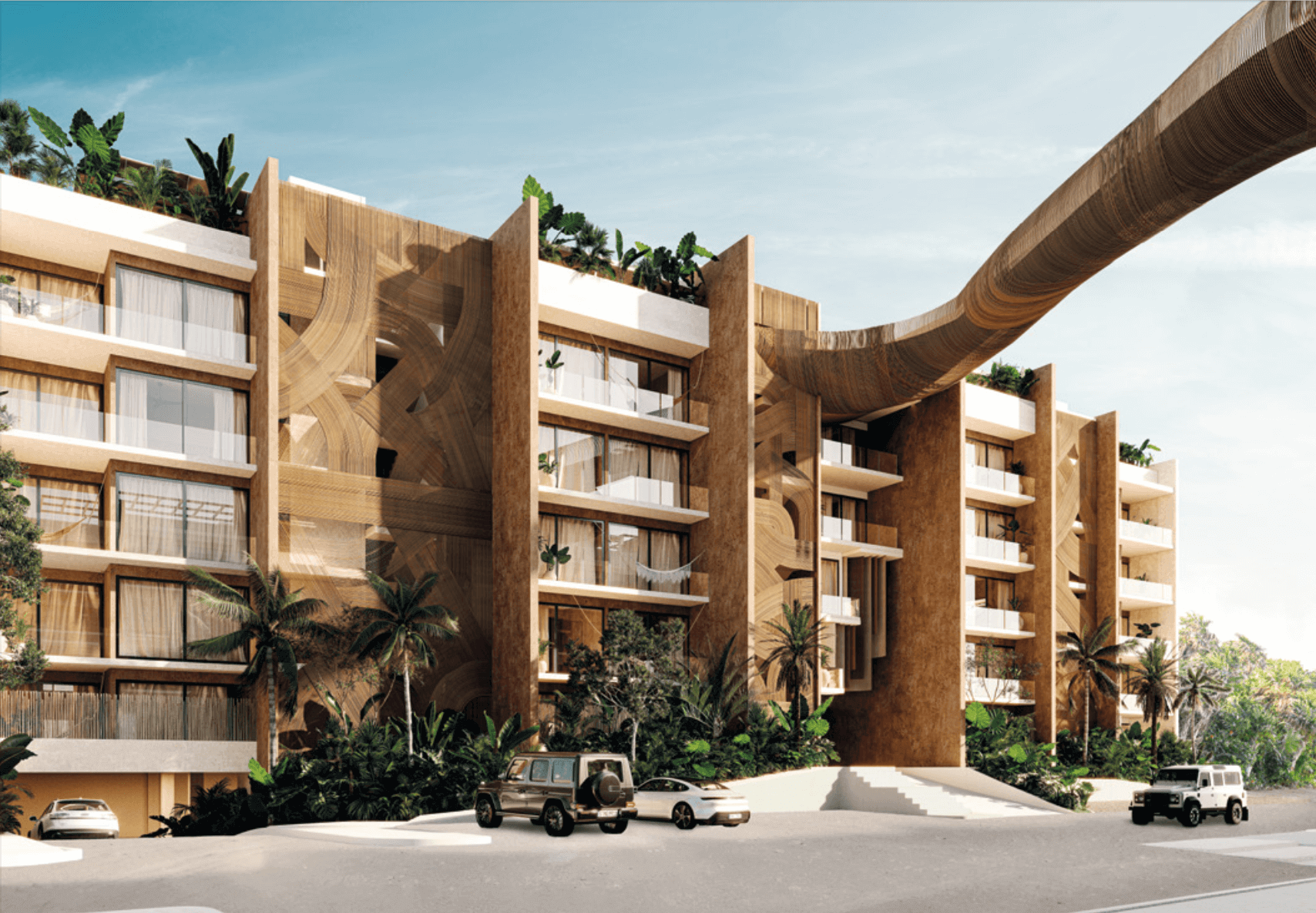 Condo with 30m2 terrace, in an incredible building with unique design in Tulum, 450 meters from the sea for sale Region 5