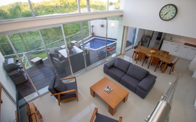 Ocean view condo with private jacuzzi, double height, full wall window, 3 pools, gym and more for sale Punta Gaviota,