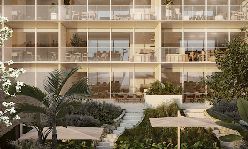 Ocean view condominium, perimeter terrace, marina front, ocean view pool, marble floor, pre-construction in South Hotel Zone, Cozumel.
