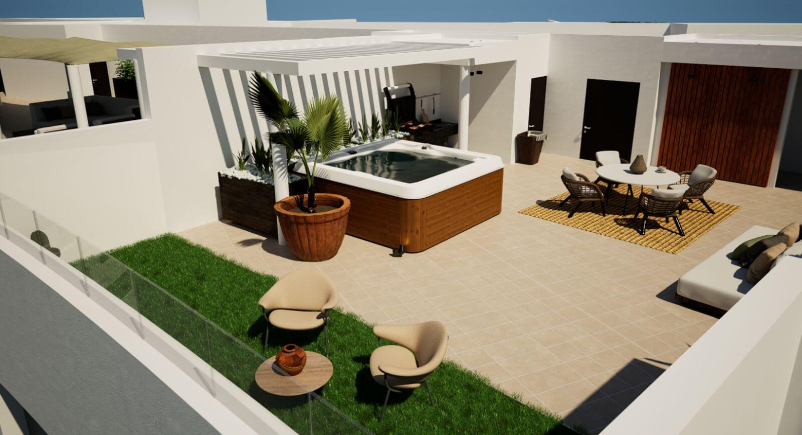 Apartment with pool, hammocks, outdoor cinema for sale Playa del Carmen