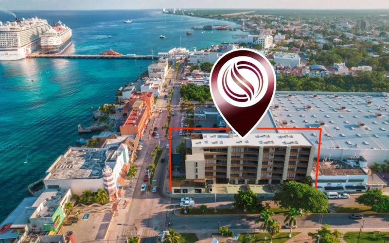 Apartment steps from the ocean, pool, gym, barbecue area, business center, pre-construction, on Cozumel Sea Boardwalk, for sale.