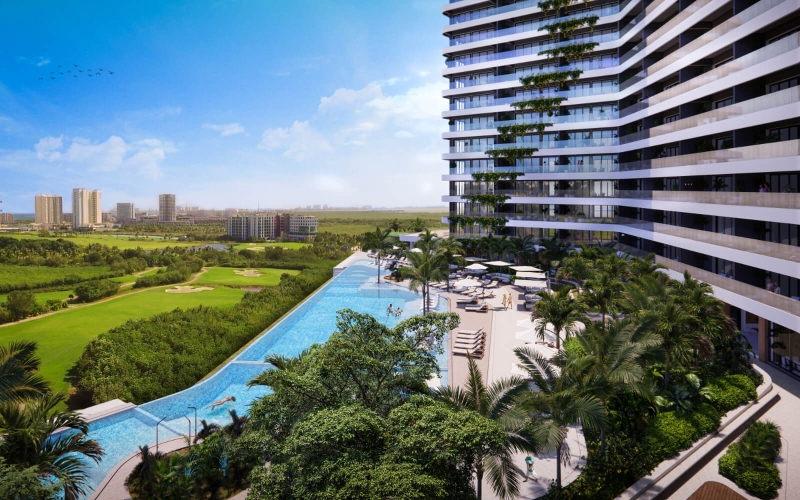 Ocean view condo, golf course and the nature reserve. In a sustainable building, it has balconies, private elevator, terrace