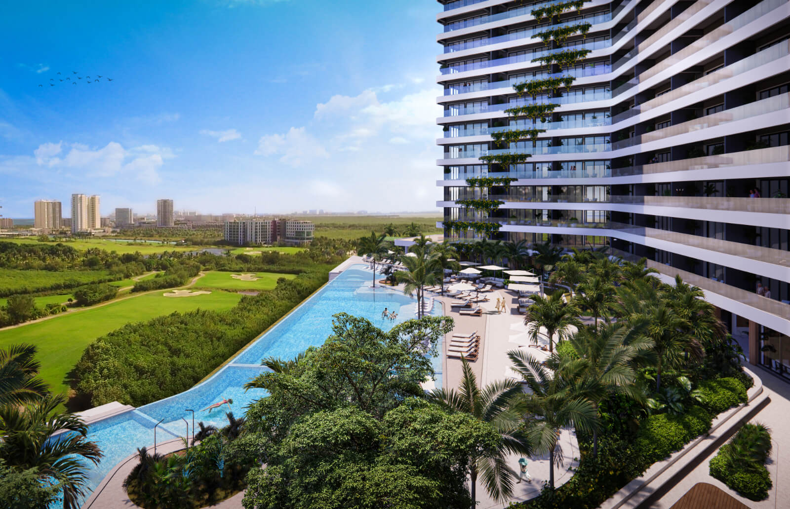 Ocean view pool, condo in modern sustainable biulding, golf course an a nature reserve  Fully equipped and with amenities, semi-Olympic pool