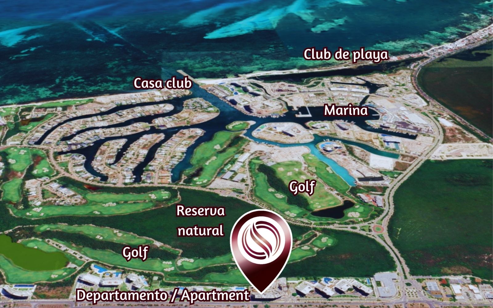 Condo con Club de playa frente al mar, Alberca, gym y Salón de eventos, en   Costa mujeres, Cancun.