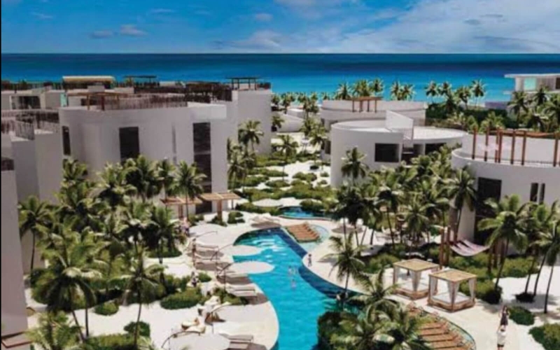 Beachfront condominium with beach club, green areas and amenities, in pre-construction for sale Chicxulub Yucatan