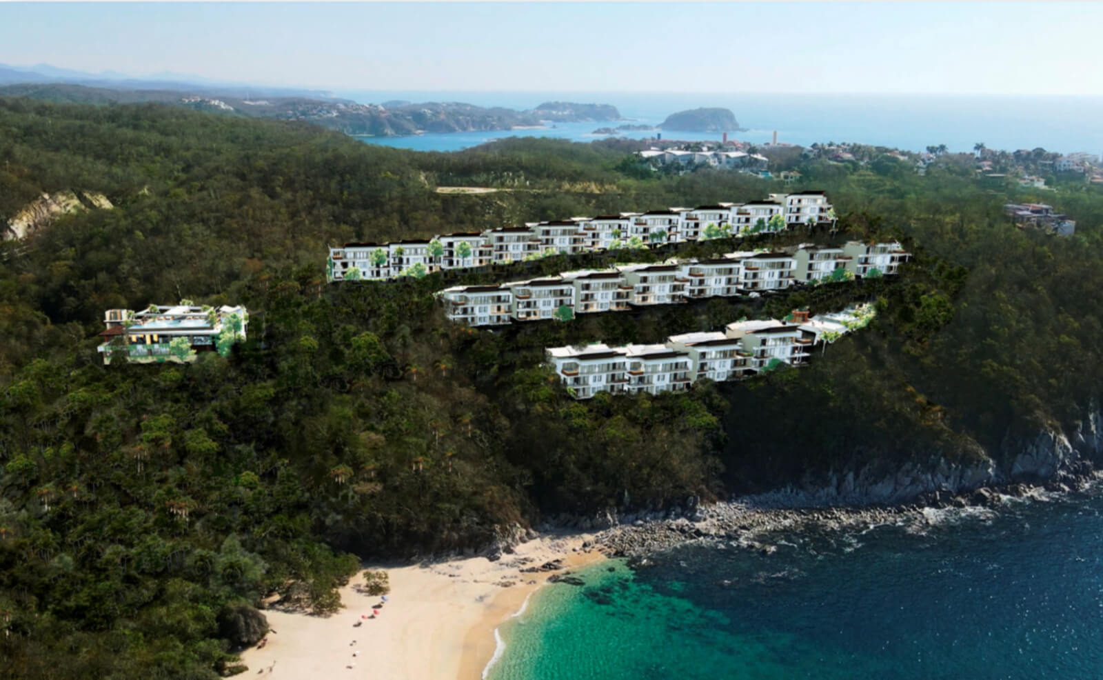 Condo with ocean view, garden, and private pool for sale in Huatulco.