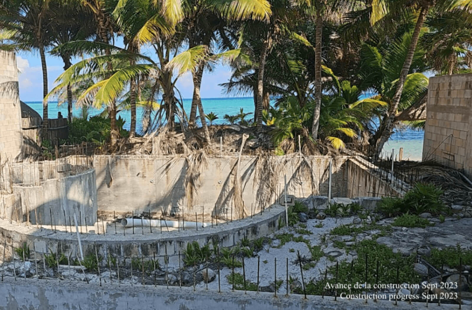 Departamento con terraza común con vista al mar, area de asador y alberca, acceso a la playa, pre-construccion, venta Bahia Tankah Tulum.
