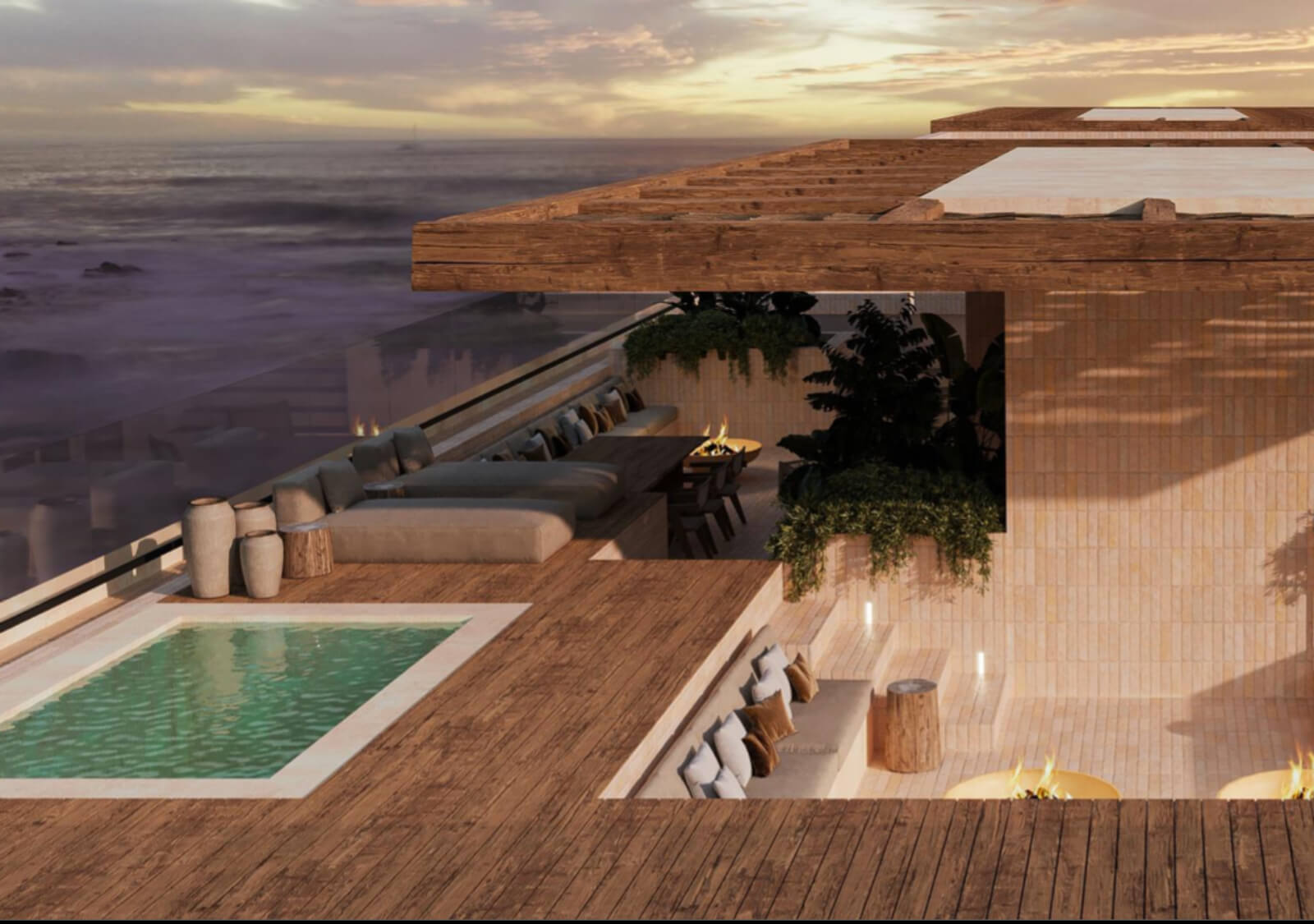 Ocean view penthouse, private terrace of 196 m2,  ocean front pool, beach access, unique design, innovative architecture, room service, kids