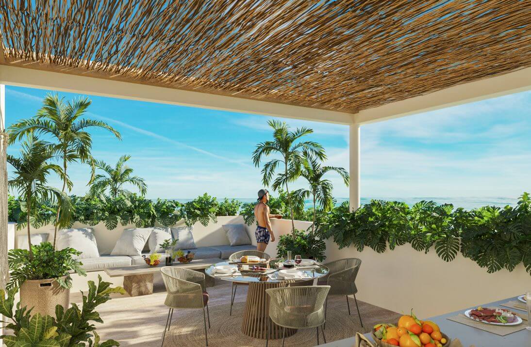 Ocean view apartment with rooftop and entertainment bar, 3 pools, barbecue area, 35 minutes from Merida, in San Benito, preconstruction for