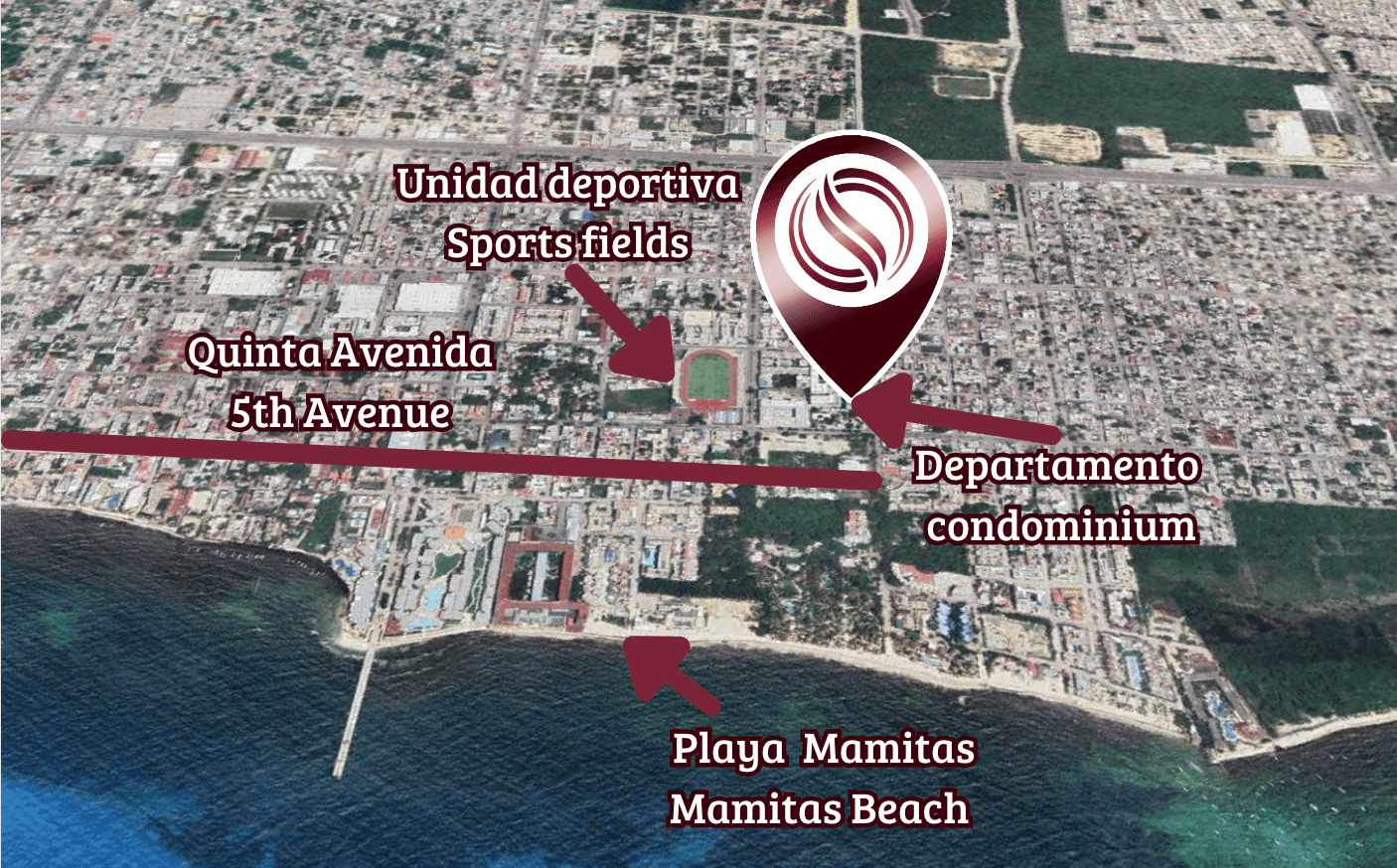 Condominio de lujo a 200 metros del mar, con club de playa, alberca, jacuzzi 100 metros de la Quinta Avenida, con servicios de hotel, concie