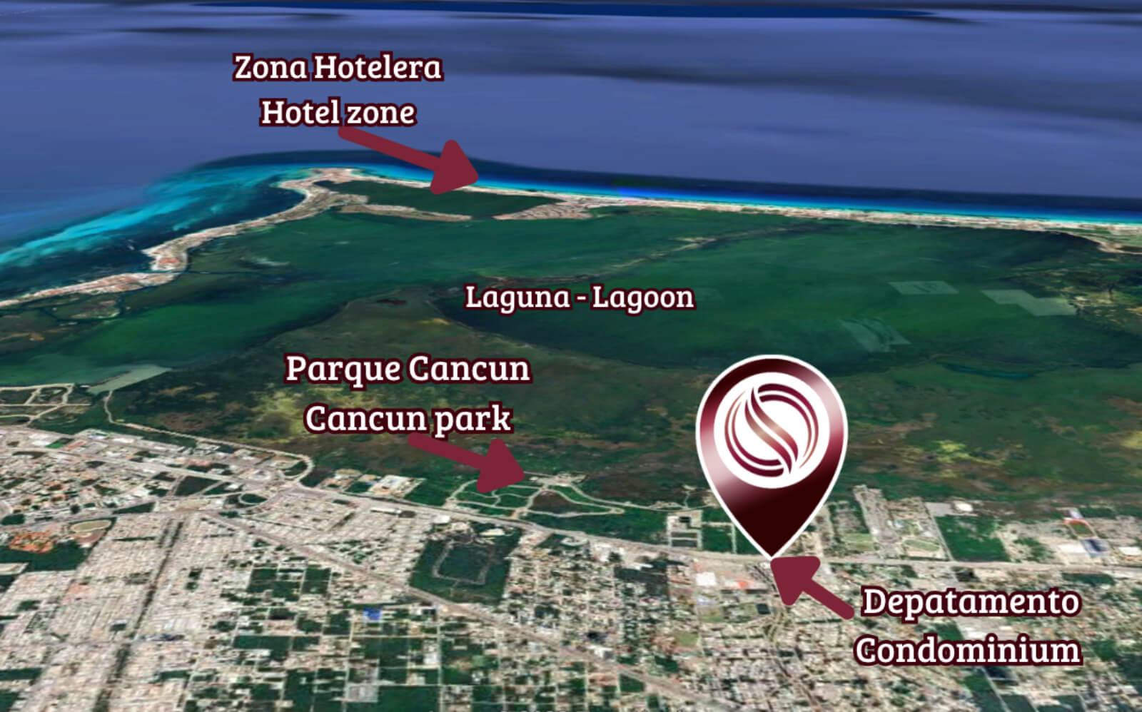Condominio con vista a la laguna, pet-friendly, alberca infinity vista al mar venta Cancún.