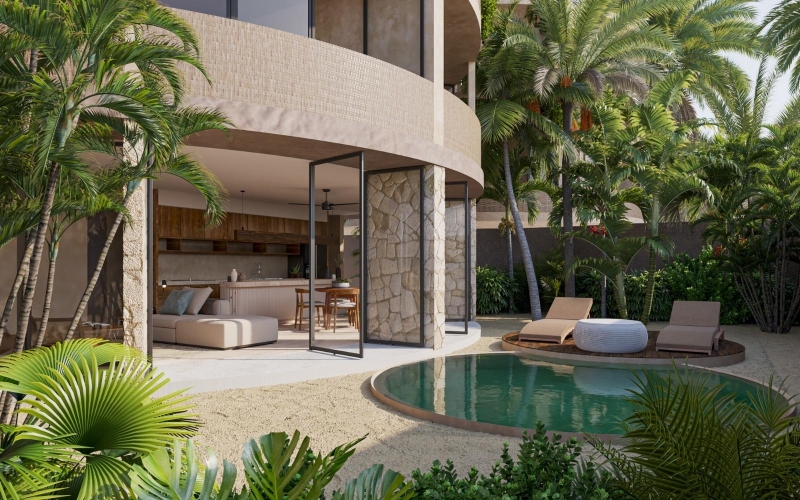 Condo con jardin, alberca privada y terraza, cerca del mar en pre-venta Yucatán