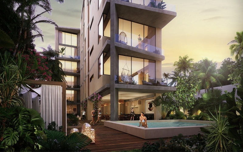 Penthouse con vista al mar, de dos pisos, terraza, a 50 metros de la playa, en pre-venta Yucatan