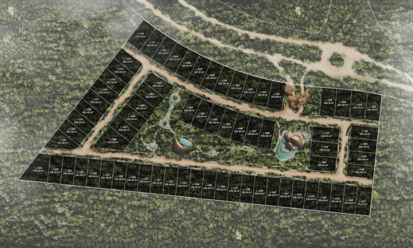 Terreno con casa club, residencial privado rodeado de areas verdes venta Tulum.