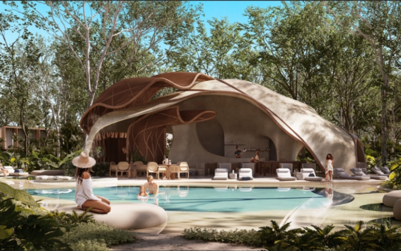 Land with clubhouse, private community surrounded by nature for sale Tulum.