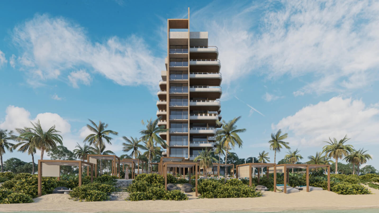Apartment steps from the sea, with terrace, ocean view pool, 200 meters from the beach, pre-construction, sale Puerto Morelos.