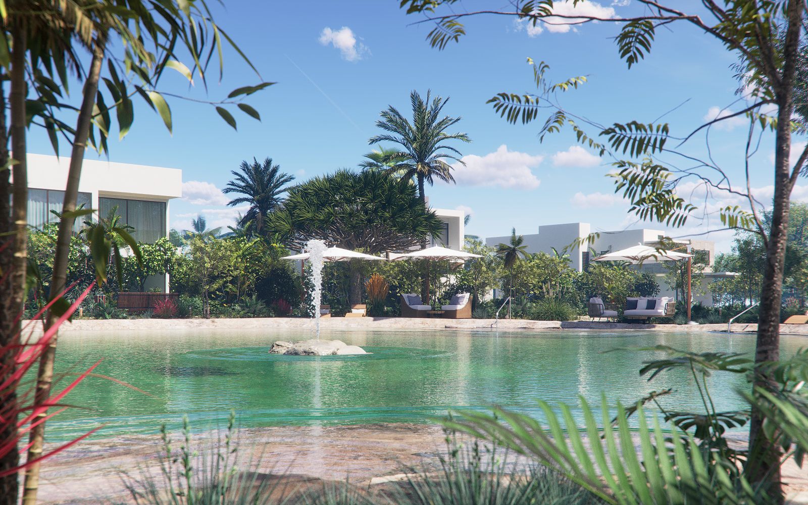 Land for sale in Playacar, common area with pool, in gated community with golf course and access to beach club.