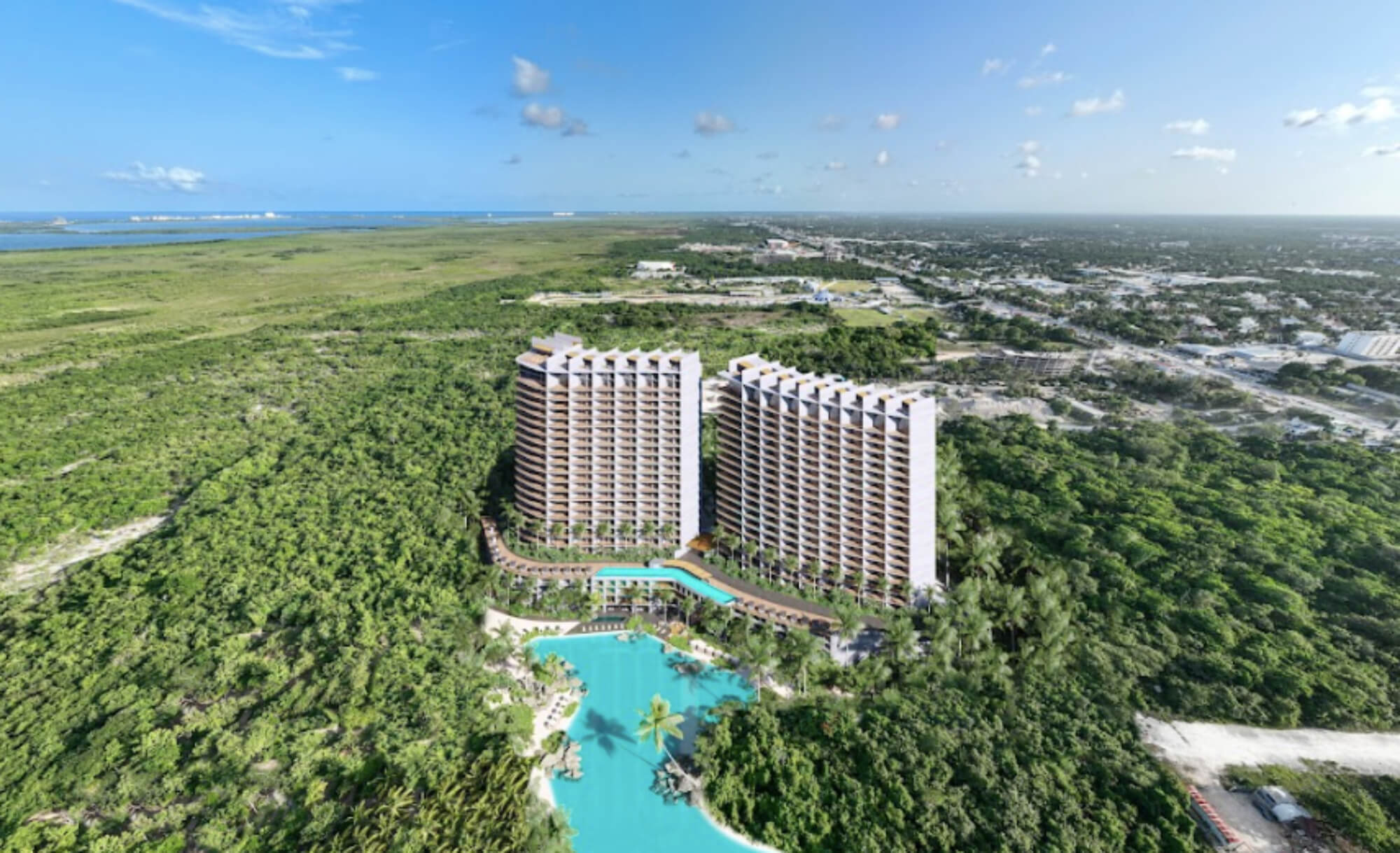 Penthouse con Sky-lounge, alberca infinity y  Cabanas de Playa,  pre-construcción, venta, Cancun.