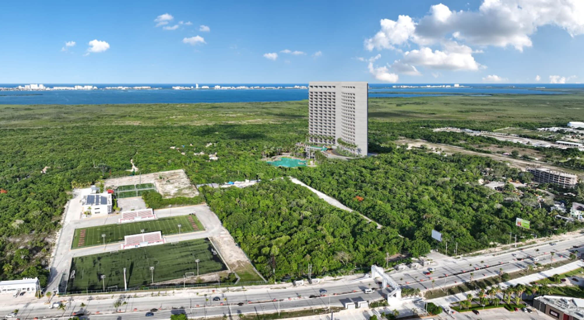 Penthouse con terraza de 25 m2, alberca familiar y alberca de adultos, area para perros, gimnasio, spa, y mas , en venta Cancún